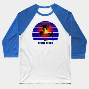 Miami Beach Florida Vacation Palm Trees Baseball T-Shirt